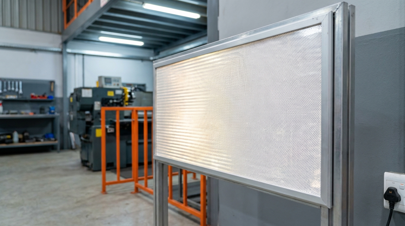 Reflective aluminium road sign panel being fabricated in a South African signage workshop