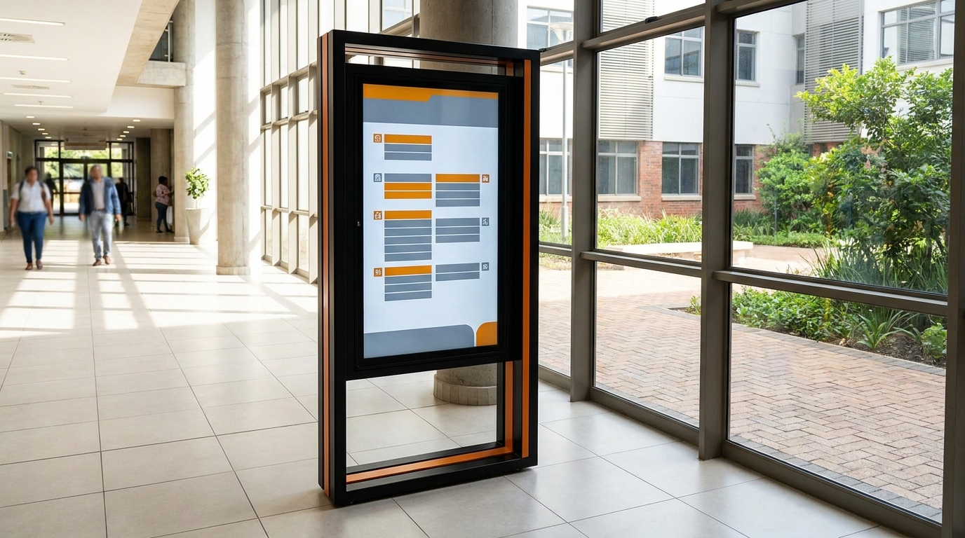 Digital wayfinding kiosk in a South African hospital or corporate building