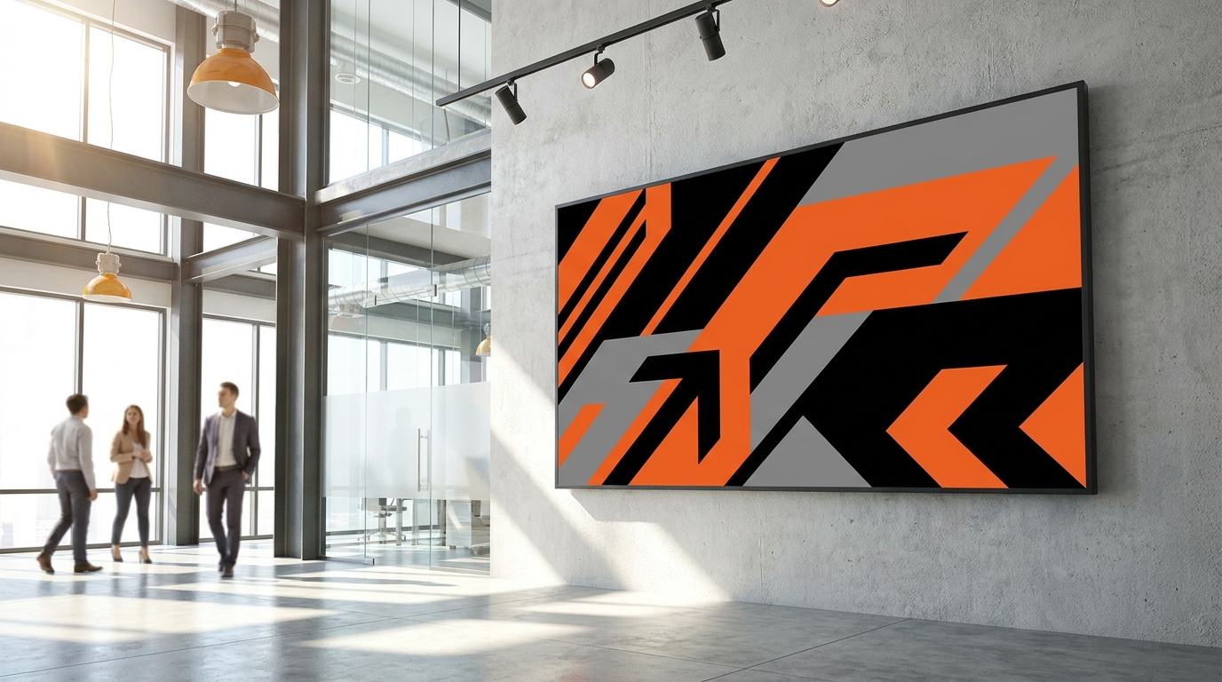 Large format digital display screen installed in a South African commercial space