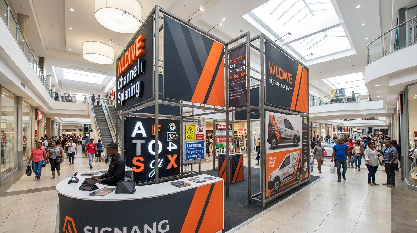 Indoor promotional display inside a South African shopping centre