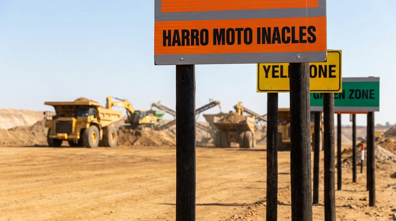 Operational area zone demarcation signage at a South African mine