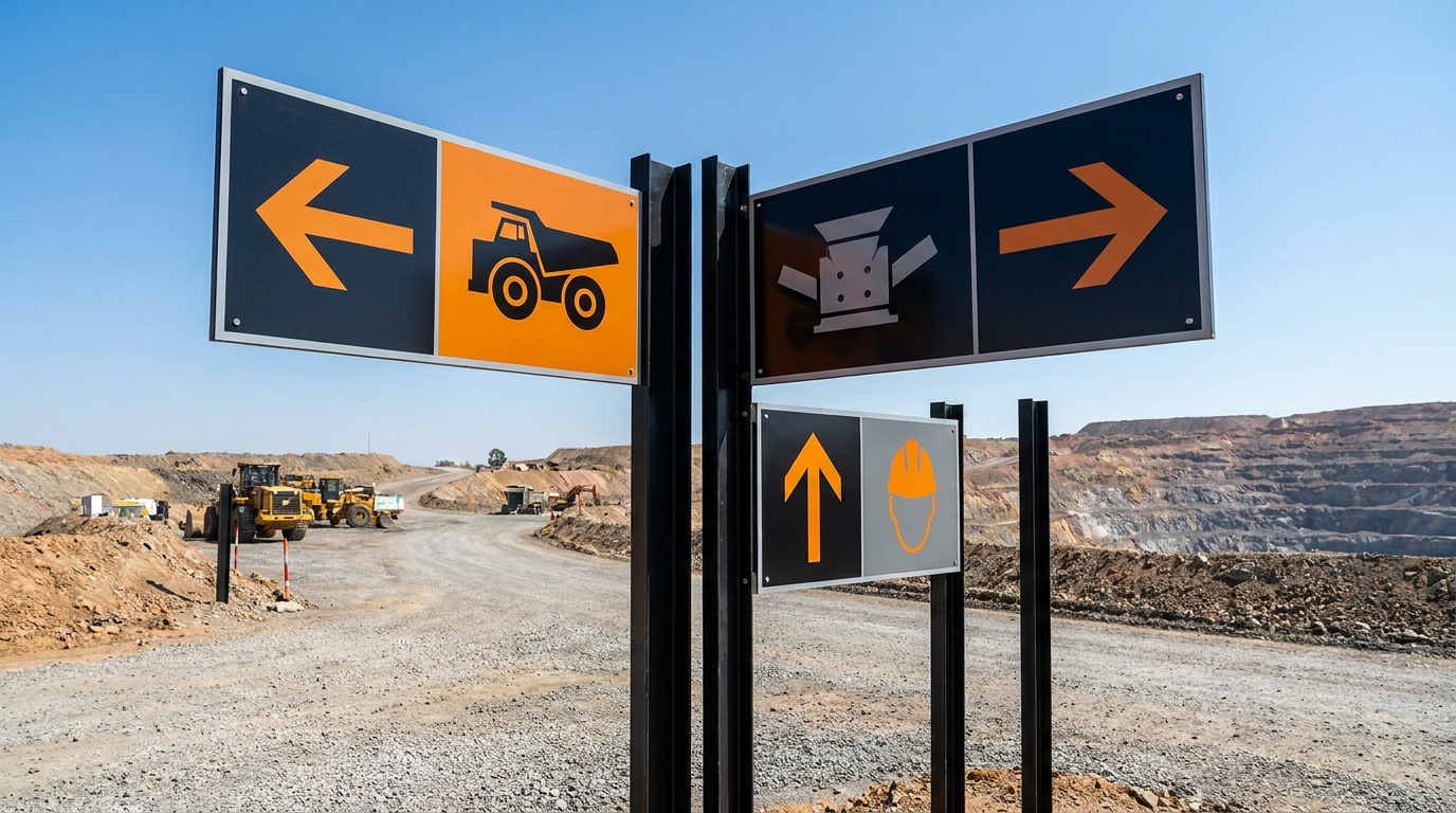 Wayfinding signage at a South African mine site