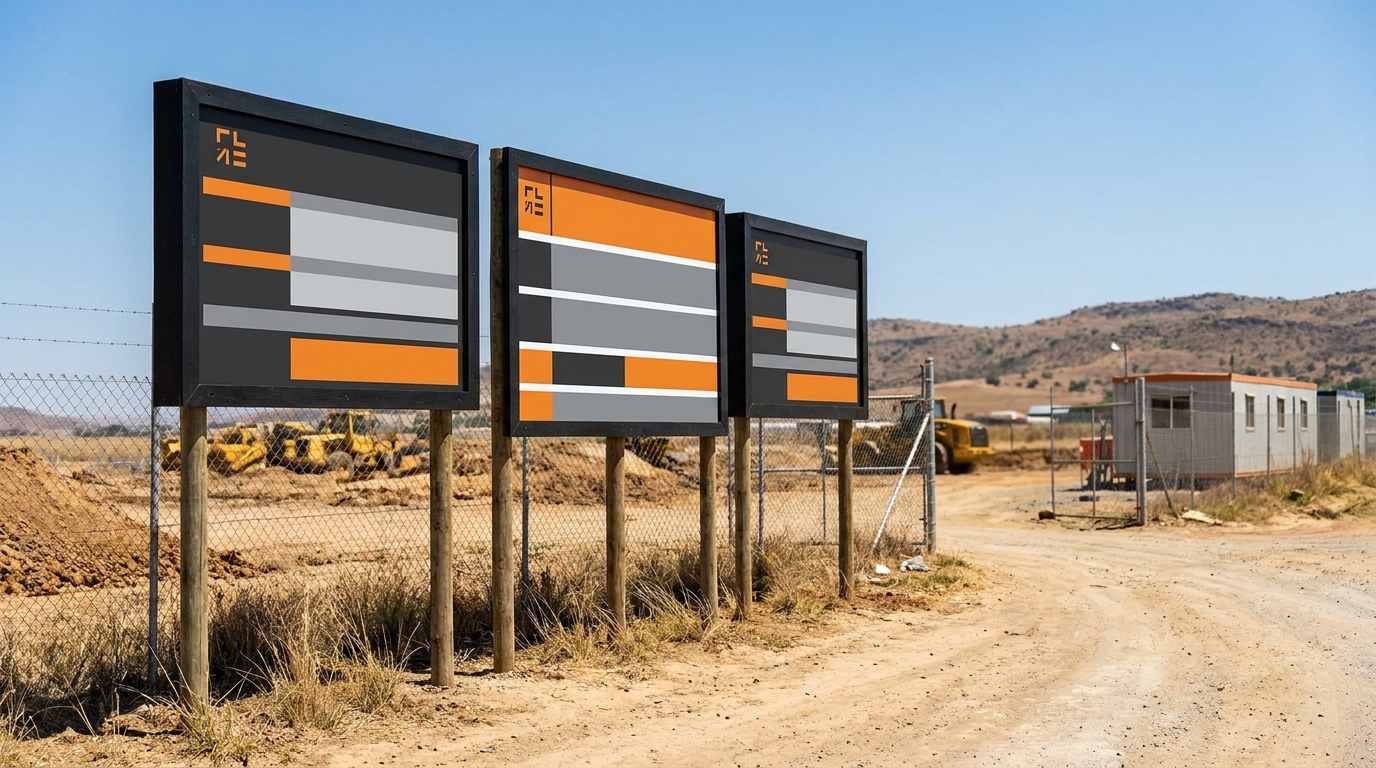 Maintained construction site signage at a South African project